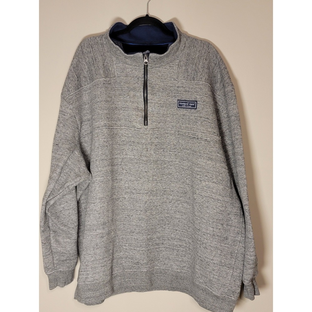 Vineyard Vines Pullover Men's 4XB  Grey Marthas Vineyard 1/4 Zip Sweater‎